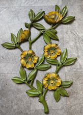 Dart Vintage Mid Century Yellow Flower Wall Plaque Decor 20.5