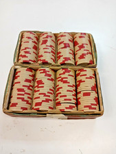 Vintage Burt Co. Horseshoe Clay Poker Chips $1 Gold Hot Stamp Lot of 200 picture