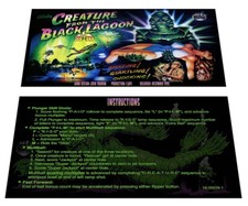 Bally Creature from the Black Lagoon Pinball Custom Apron Instruction Cards picture