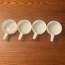 4 - Soup Bowl Handled J 2639 Milk Glass Ovenware 14oz VTG All White U.S.A. picture