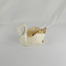 Vintage Lenox Swan Porcelain Trinket Dish Ivory Wedding Ring White 24K Gold Trim picture
