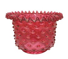 Hobnail Glass Oil Kerosene Gas Banquet Lamp Shade Antique Victorian Cranberry  picture