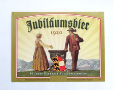 Vintage Austria Beer Label Jubilaumsbier 80 Jahre Karntner Volksabstimmung picture