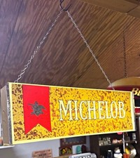 Vintage Michelob Hanging Lighted Beer Bar Sign w/ Chain - Breweriana Theme Sign picture