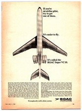 1965 BOAC Airlines Super VC10 Original Print Ad (8in x 11in) Advertisement picture