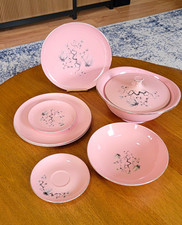 Vintage Taylor Smith Taylor Dwarf Pine Pink 8 Pc Lot MCM 1950s Platinum TS&T picture