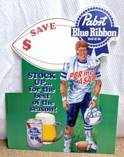 NEW Pabst Blue Ribbon PBR me Asap Beer Football Cardboard Countertop Sign 17x13