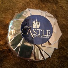 Vintage Trump's Castle Hotel And Casino Soap Round Travel Size Gold Wrapper picture