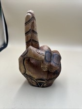#A15 HAND CARVED WOODEN Hand Fingers Crossed Indonesia picture