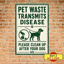 Clean After Your Pet Dog Waste Warning Metal Sign Outdoor Yard Lawn Plaque picture