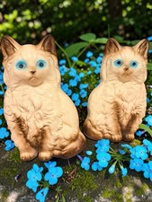 Vintage Pair of C FAVOR Chalkware Cats Wall Plaque Decor 1950’s 1960’s 🐈 picture
