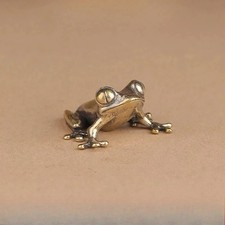 Brass Frog Figurine Small Animal Statue Table Office Home Decoration Toy Gifts picture