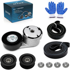 Serpentine Belt Tensioner & Idler Pulley Kit with 2 Belts for Maserati Ghibli, L picture