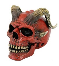 Pacific Giftware Red Devil Horned Skull Figurine Collectible Tabletop Dark picture