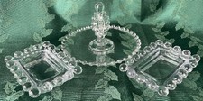 Candlewick Elegant Glass 2 Rectangular Ashtrays & 5.5” Lemon Server Set of 3 Vtg picture