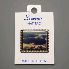 Vtg Crater Lake Souvenir Pin Hat Oregon Brooch Stamp Shape 60s 70s Made in USA picture