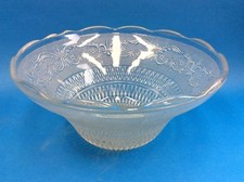 Chipped Pressed Dimpled Clear Glass Punch Bowl Malaysia Vintage Used Old picture