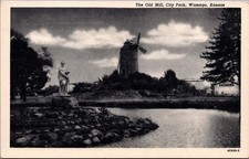 Wamego Kansas City Park Old Mill Vintage Curteich Photo Postcard 1963 Menu picture