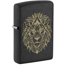 Zippo Lighter: Lion Design, Engraved - Black Crackle 46865 picture