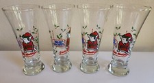 Set of 4 Vintage 1987 Spuds Mackenzie Bud Light Christmas Pilsner Beer Glasses picture