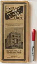INTERESTING CHICAGO CITY BANK HANDY DOCUMENT AND BUDGET FOLDER, ADVERTISING picture