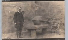 GRINDING GRAIN c1910 real photo postcard rppc mill mule picture