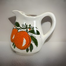 Vintage Hand Painted Red Poppy Ceramic Small White Pitcher 6