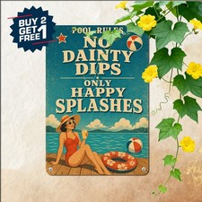 Poolside Relaxation Humor Quote Metal Tin Sign Decor 8x12 picture