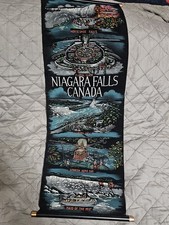 Vintage Niagara Falls Canada Souvenir Velvet Painted Wall Hanging Art picture