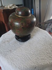 Vintage Chinese Ginger Jar w/Lid Multi Color Florals- Cloisonne picture