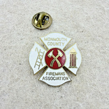 Vintage Monmouth County Fireman's Association Lapel Pin Crossed Axes Ladder picture