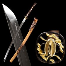 T10 Steel Clay Tempered Real Hamon Katana Japanese Samurai Sword Full Tang Sharp picture