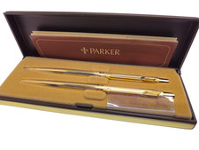 Parker Classic Ball Pen & Pencil Set 18K Gold Electroplate Vintage NOS In Box picture