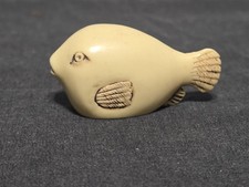Vtg Netsuke Style Pufferfish Fugu Miniature Resin Figurine Good Fprtune Luck picture