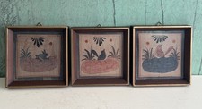 Vintage Barro Bruñido/Burnished Tonala Mexico Set of 3 Hand-Painted Bird Tiles picture