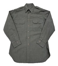 Vintage US Army Flannel Shirt 20W 32L Green Wool Flannel WW2 40s 1940s Military picture