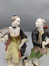1944s Antique German Rosenthal Porcelain Figurines Marquis & Marquise 8.5