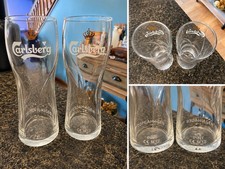 Pair Carlsberg Copenhagen Pint Beer Glasses 20 oz Twist Design Official picture