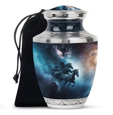 Cosmic Dark Horse Large Cremains Urn For Ashes Adult Father (10 Inch) picture