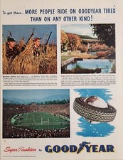 1951 Print Ad Goodyear Tires Duck Hunters & Rose Bowl Football Pasadena,CA picture