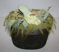Vintage Nordstrom Fabric Covered Oval Gift Box 2004 Boudoir Vanity picture