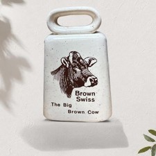 Vintage 1994 South Dakota Brown Swiss Association Ceramic Cow Bell 5.5