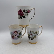 Vintage Royal Victoria Fine Bone China Floral Mugs England Set Of 3 READ picture