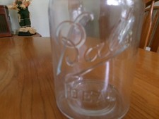 Vintage Ball Ideal One Quart Clear Mason Jar With Glass Lid & Wire Bail # 9 picture