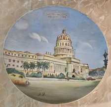 USA Vintage HAVANA CUBA CAPITOL BUILDING Souvenir Porcelain WALL Plate 1940s picture