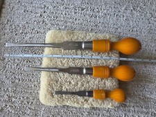 Vintage BROOKSTONE  Wood Handled Screwdrivers Made  England Mint 4, 11 And 7 in picture