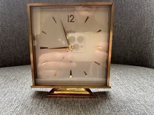 Vintage Angelus Swiss 15 Jewel 8 Day Desk & Alarm Clock Gilt Brass Analogue GWO picture
