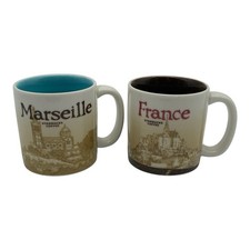 Starbucks Coffee France & Marseille Set Of 2 Demitasse 3 oz Espresso Mini Mugs picture