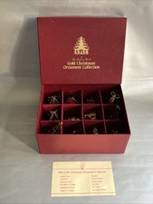 1986 Danbury Mint Gold Christmas Ornament Collection Original Box Set of 12 picture