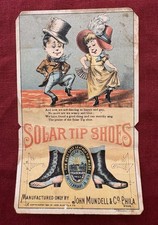 Antique 1880s Victorian Metamorphic Trade Card Advertising Solar Tip Shoes USA picture